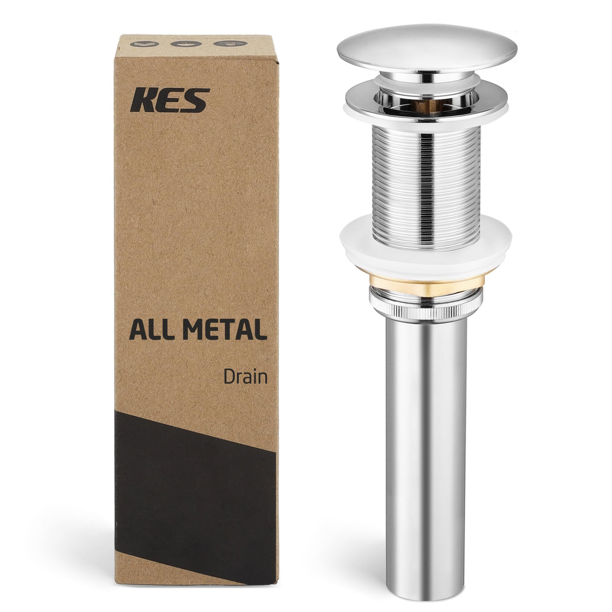KES S2008D-CH polished chrome pop-up drain stopper for vessel sink, anti-leakage design.