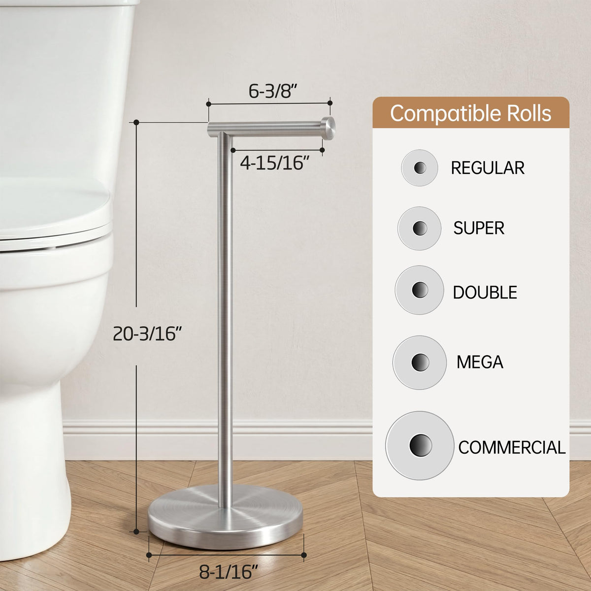 KES toilet paper holder stand assembly view demonstrates quick setup
