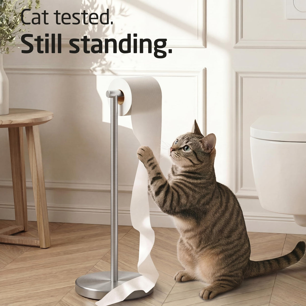 KES toilet paper holder stand brushed nickel finish adds stylish bathroom appeal