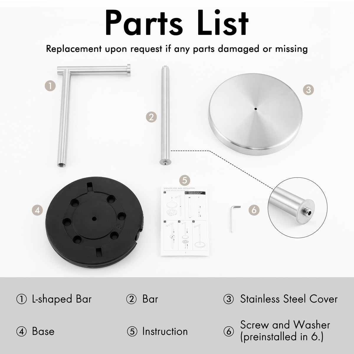 KES toilet paper holder stand durable base protects floors and reduces noise