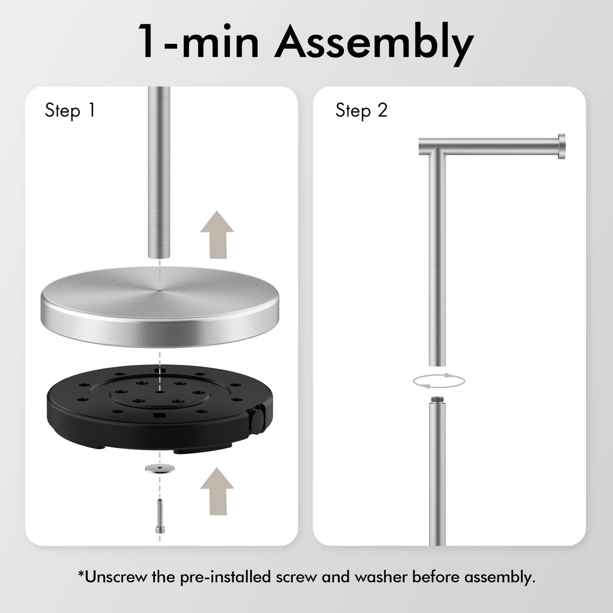 KES toilet paper holder stand with roll shows broad roll compatibility