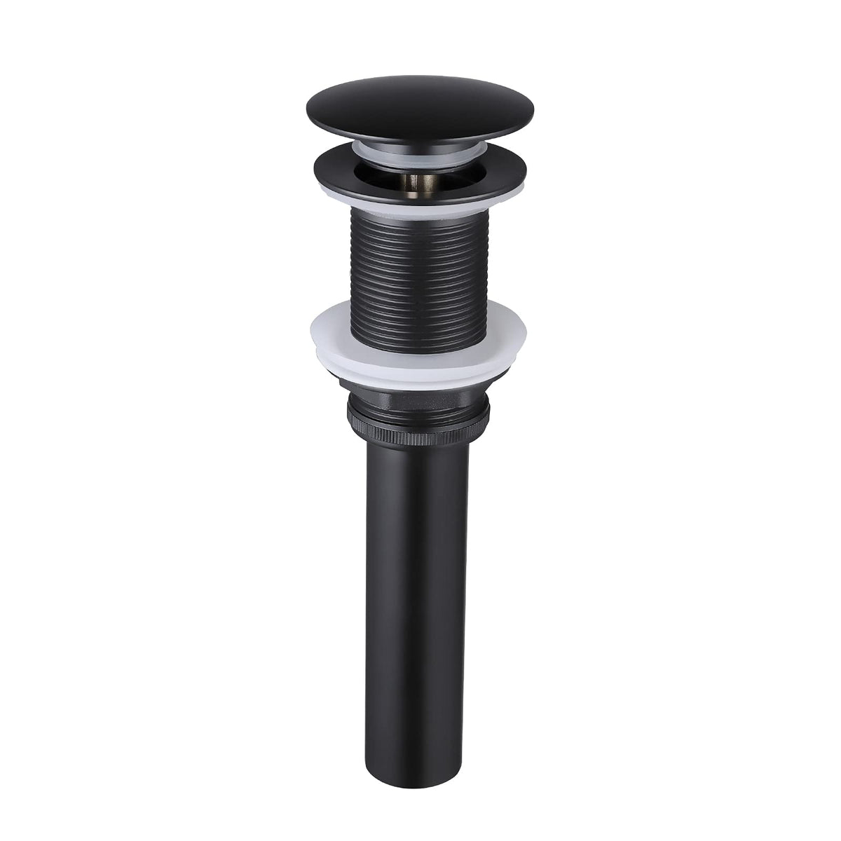 KES matte black vessel sink drain close-up showing brass finish