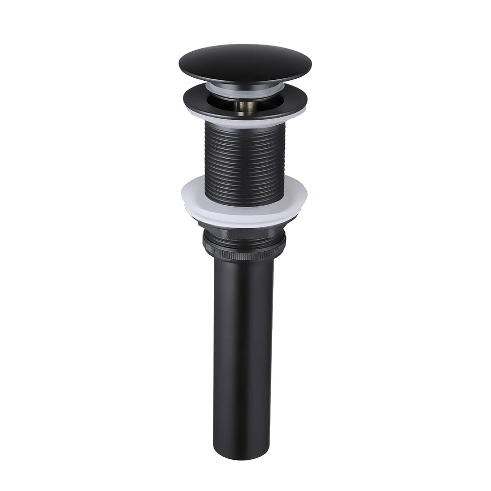 KES matte black vessel sink drain close-up showing brass finish