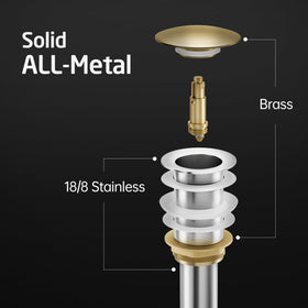 KES vessel sink drain without overflow provides a clean, modern look.