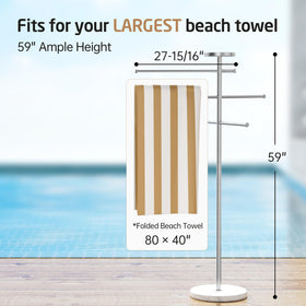KES wind-stable outdoor towel rack fits poolside or spa areas.