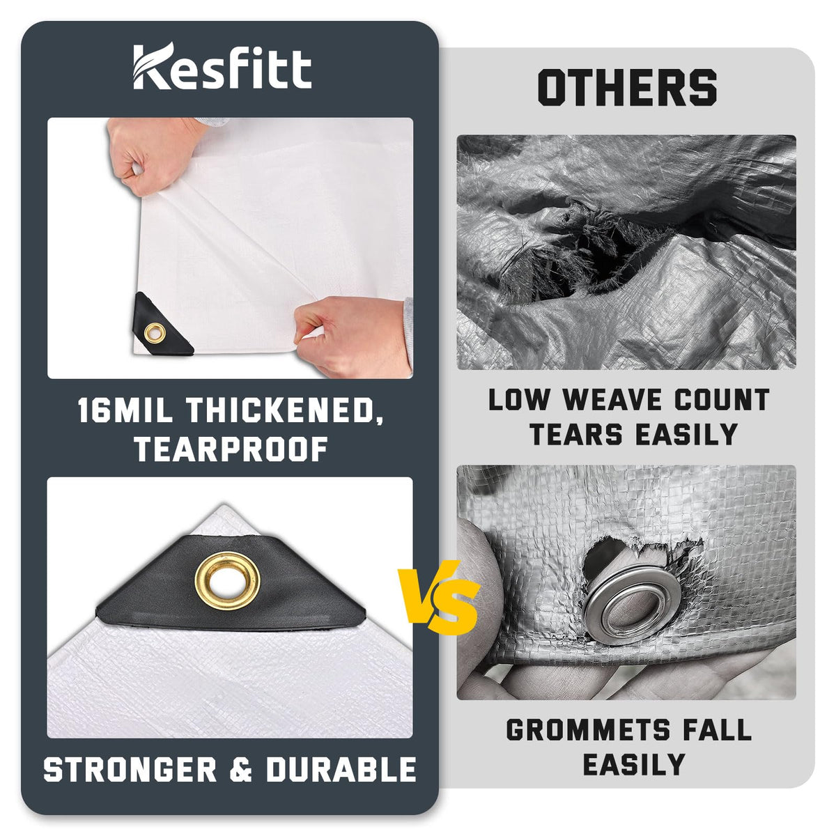 Kesfitt 16-mil polyethylene tarp provides versatile storm protection