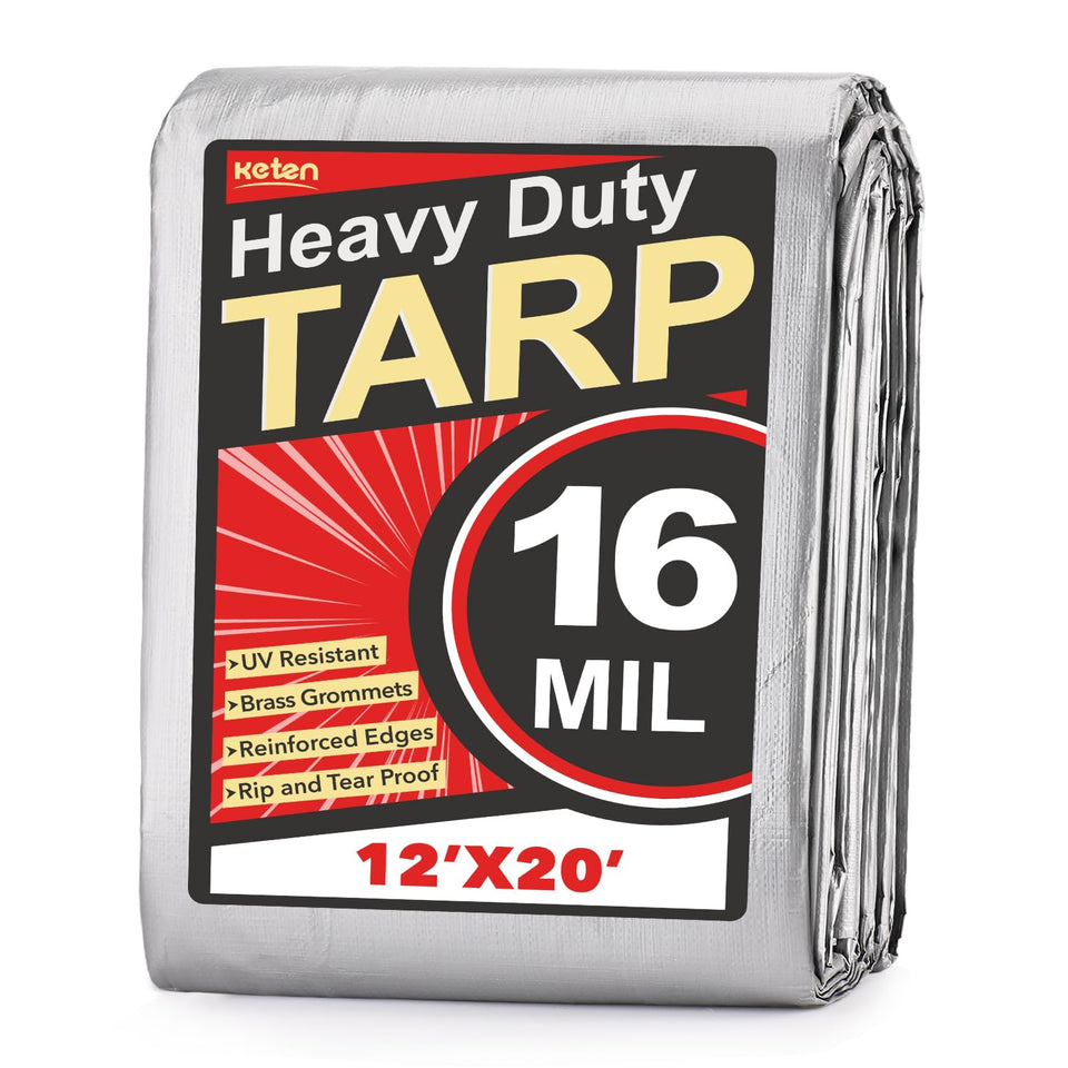 Keten tarp fabric close-up showing rugged 16 mil thickness for durable protection.