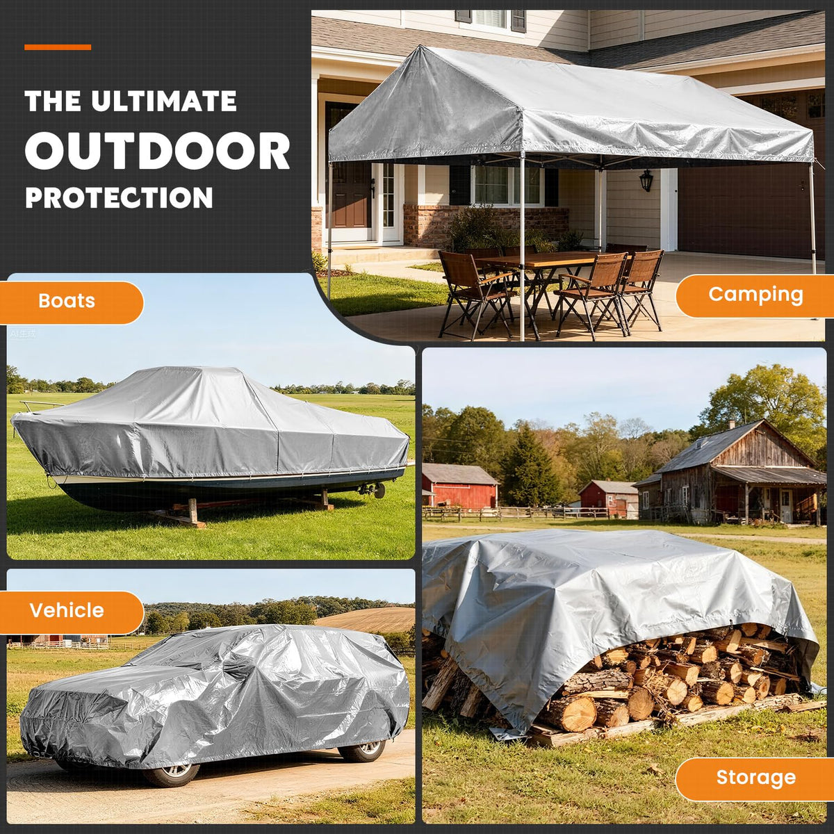 Keten tarp protects roofs and building coverings from the elements.