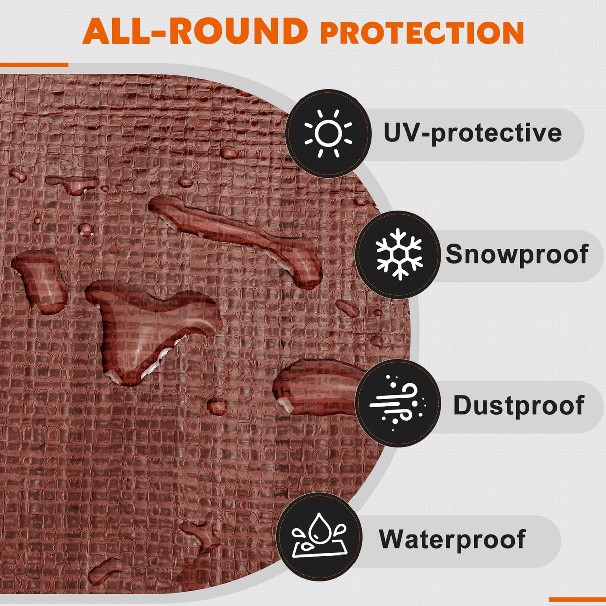 Keten Tarps easy setup with metal grommets for quick installation.
