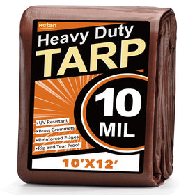 Keten Tarps heavy-duty outer tarp protecting gear from sun and rain.