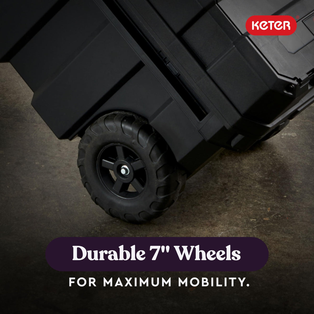 Keter Masterloader seven inch wheels deliver smooth mobility