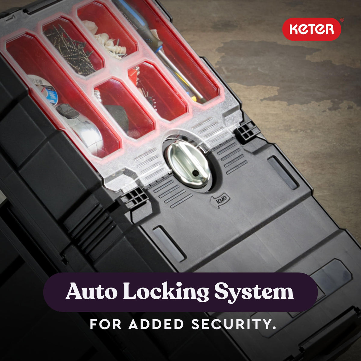 Keter Masterloader ball bearing sliders enable easy access to tools
