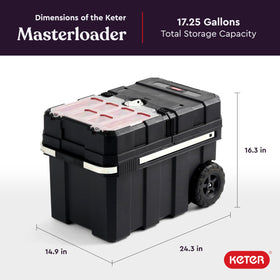 Keter Masterloader top bin slide reveals main storage space