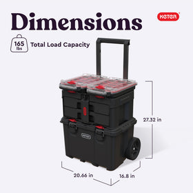 Keter Stack N’ Roll 2-drawer tool box for organized storage