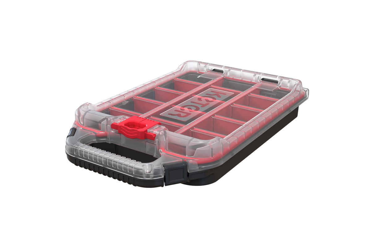 Keter Stack N’ Roll durable resin construction balances weight and strength