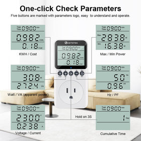 KETOTEK Watt Meter alerts on overload with indicators to protect appliances and circuits.