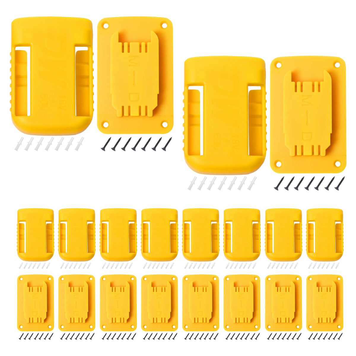 KETTKEL 20pas tool holders on wall mount for Dewalt 20V and Milwaukee M18, keeps essentials within reach