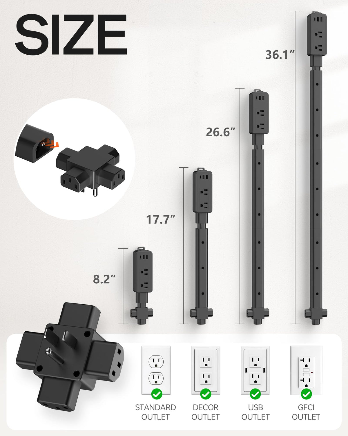Keway extender extended to 36 inches along the wall for reach