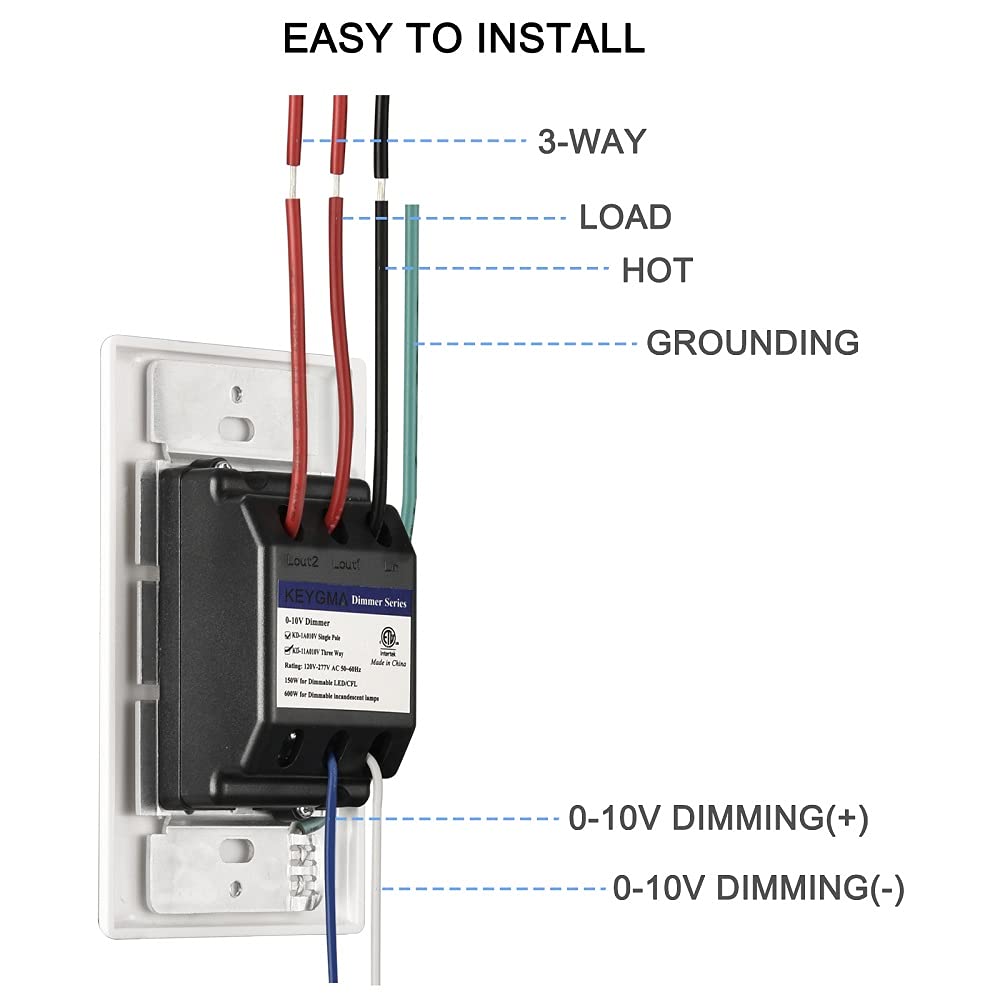KEYGMA 0-10V dimmer in a 3-way setup offers flexible multi point control.