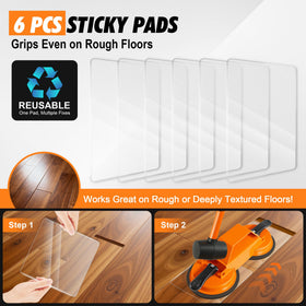 Keymarx tool with dual silicone suction cups stabilizing flooring