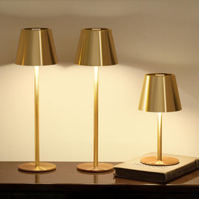 Keysays cordless table lamp top view shows brushed gold finish for elegant, portable lighting.