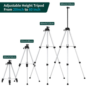 KEZERS 60-inch tripod provides stable height adjustments