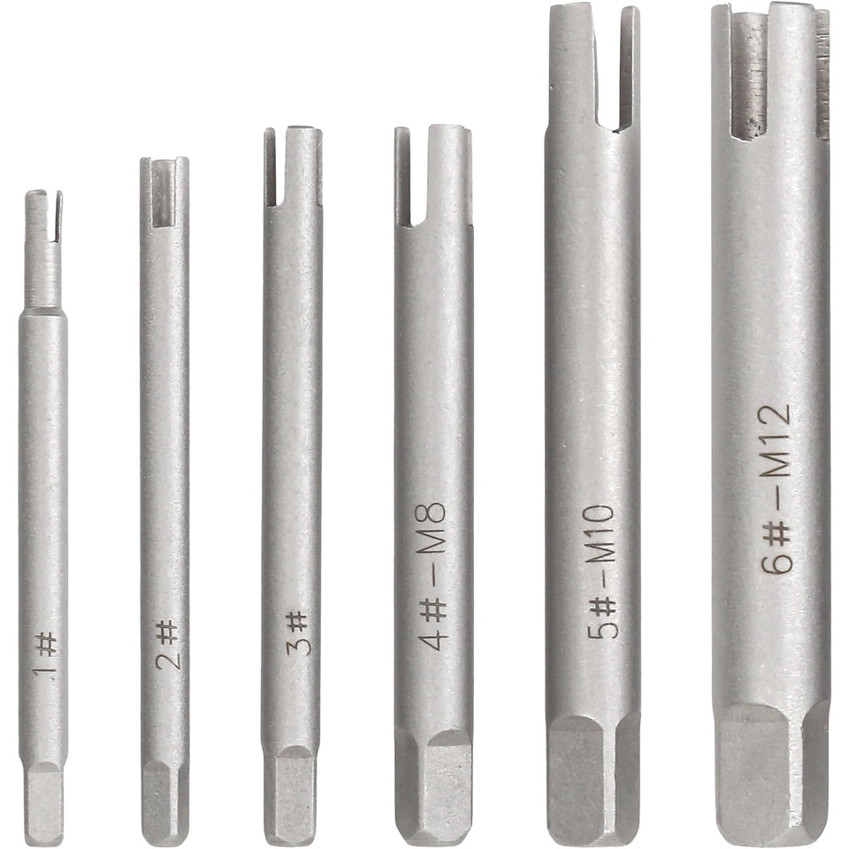 KH866 six-piece tap extractor set in case for quick, organized stripped fastener removal
