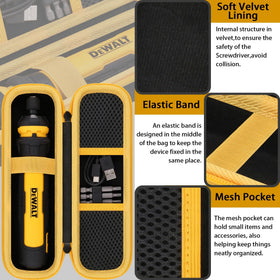 Khanka mesh pocket holds bits and cables for quick access.