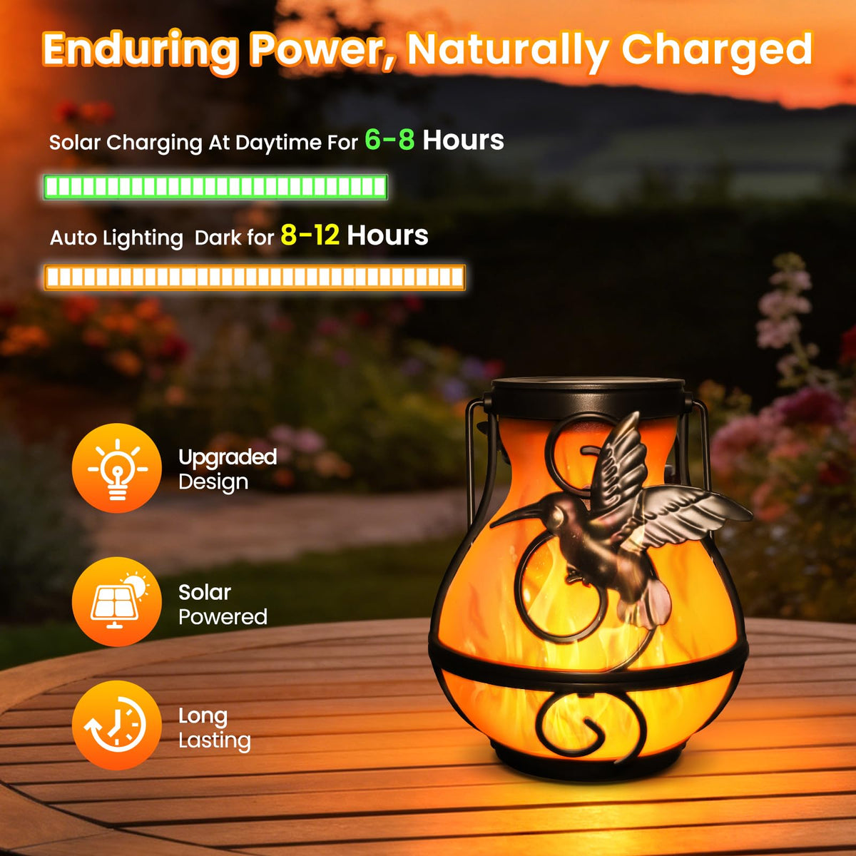 Khaornix hanging lanterns hang easily on rails, trees, or hooks.