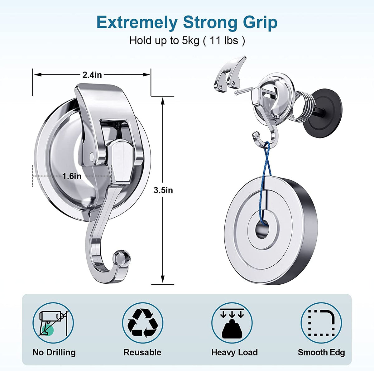 Khdrvok 4-pack provides versatile hanging options in kitchen and restroom.