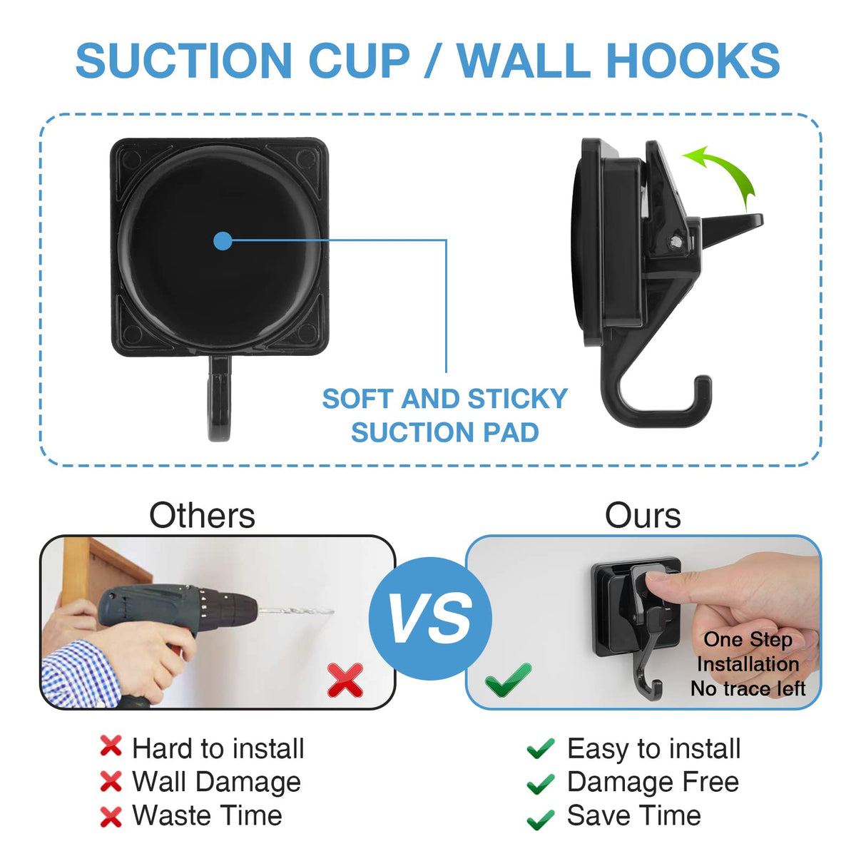 Khdrvok suction hanger with ABS and TPU pad delivers a strong hold on smooth surfaces.