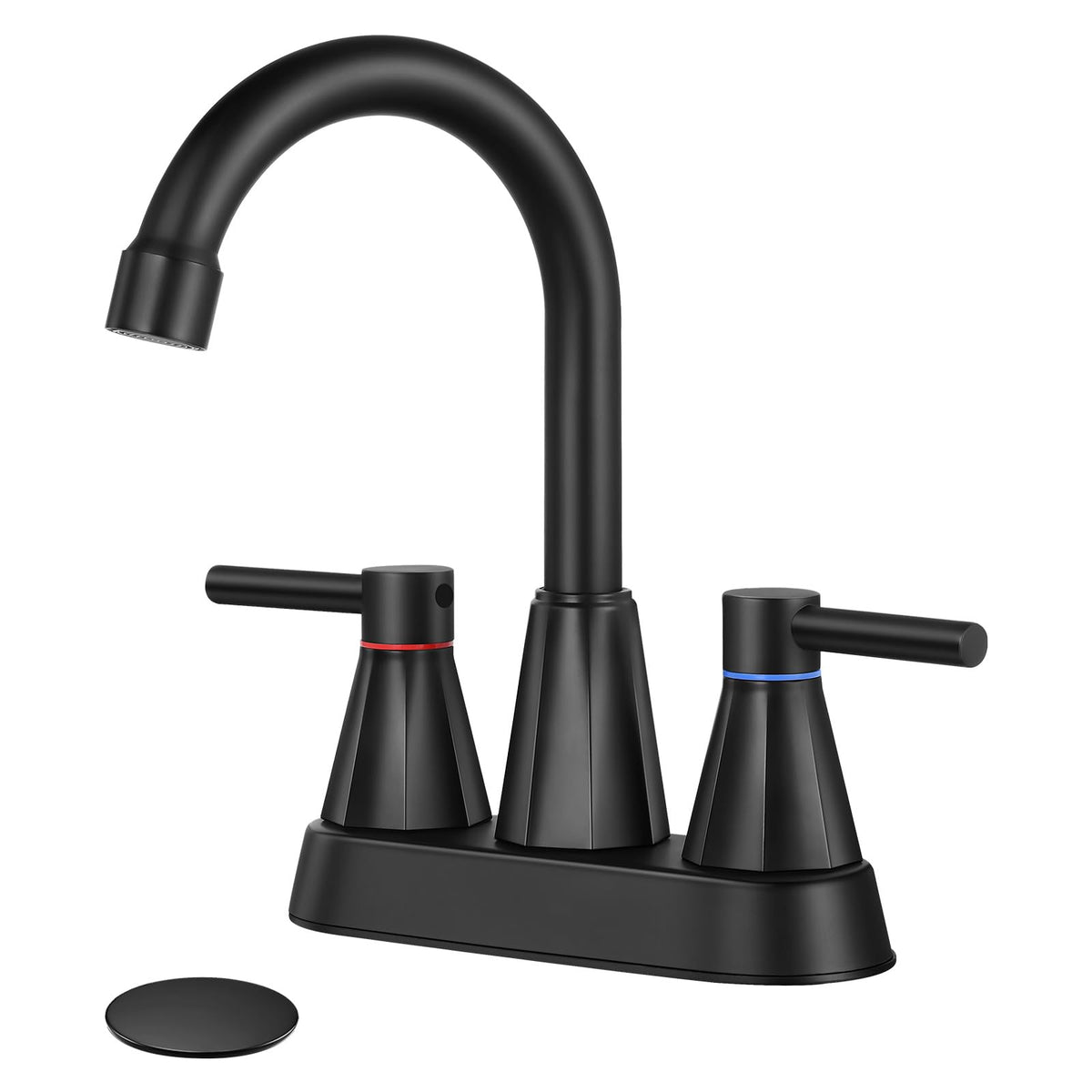 KHQF 4-inch matte black faucet for three-hole sink with precise control