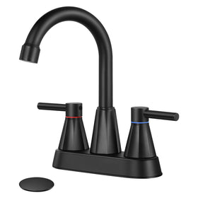 KHQF 4-inch matte black faucet for three-hole sink with precise control