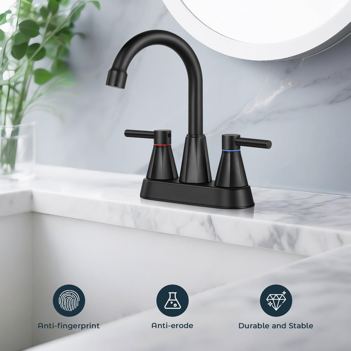 KHQF pop-up drain in matte black for easy drainage and clean lines