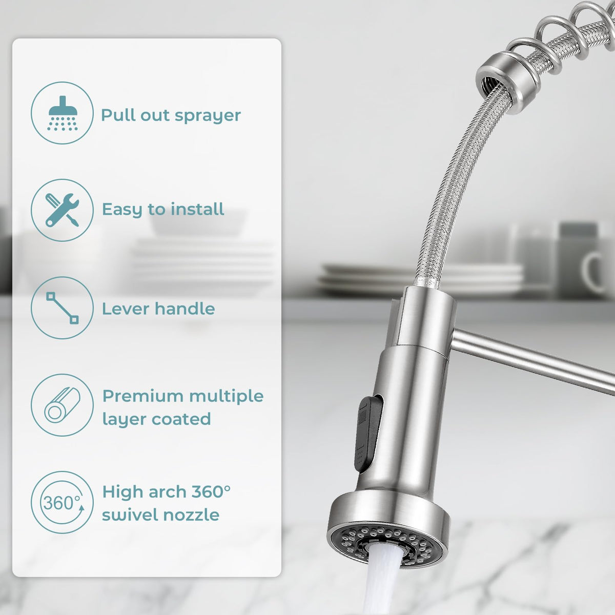 KHQF ceramic valve delivers drip-free operation for lasting use.