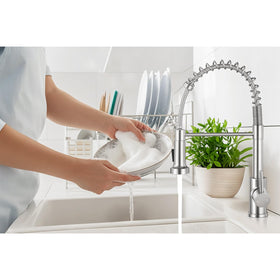 KHQF high-arc spout offers ample clearance for pots and pans.