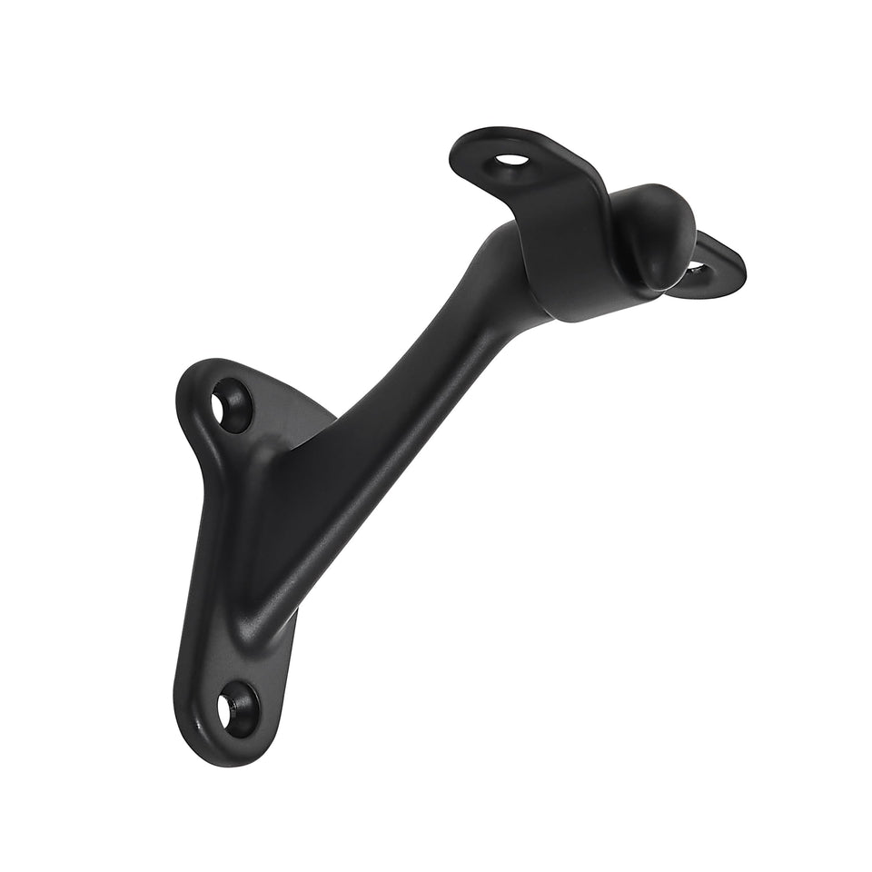 Khtumeware hand rail bracket in matte black with 3-inch projection for sturdy stairs.
