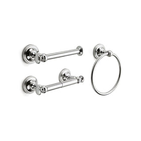 Khtumeware wall-mount bathroom hardware keeps rolls within reach.
