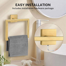 The brushed gold baked enamel finish resists wear and fingerprints for lasting shine.