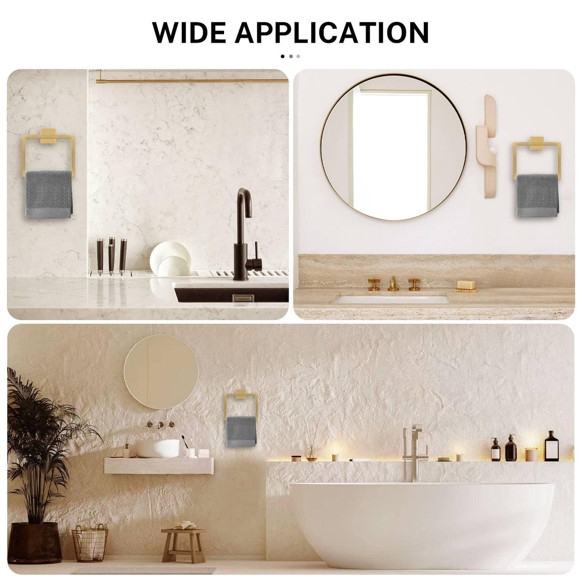 Two-piece towel ring set helps coordinate bathroom decor with matching accessories.