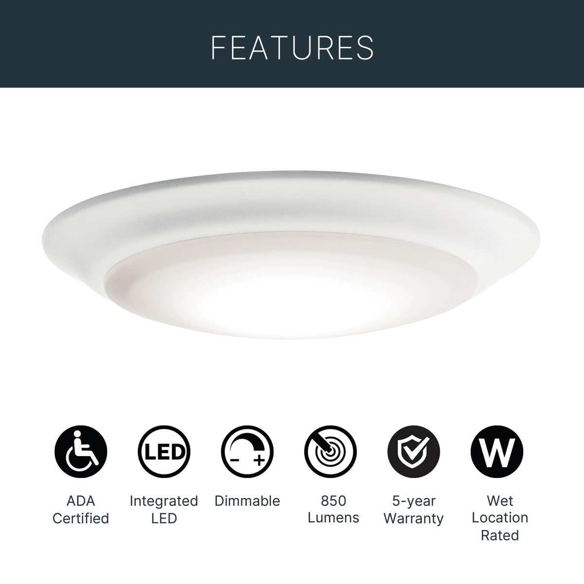 Kichler Gen 1 LED downlight white ceiling installation detail