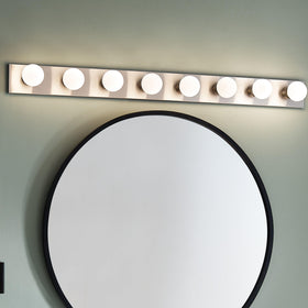 Kichler linear 48-inch vanity bar showcasing brushed nickel wide profile