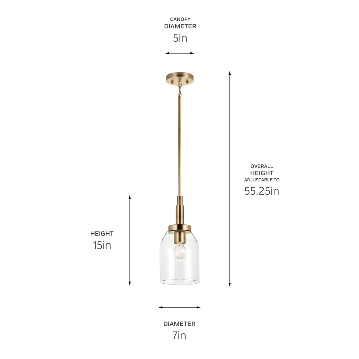 Kichler Madden includes adjustable stems for customizable hanging height