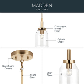 Kichler Madden sloped ceiling-compatible pendant suitable for varied ceiling angles
