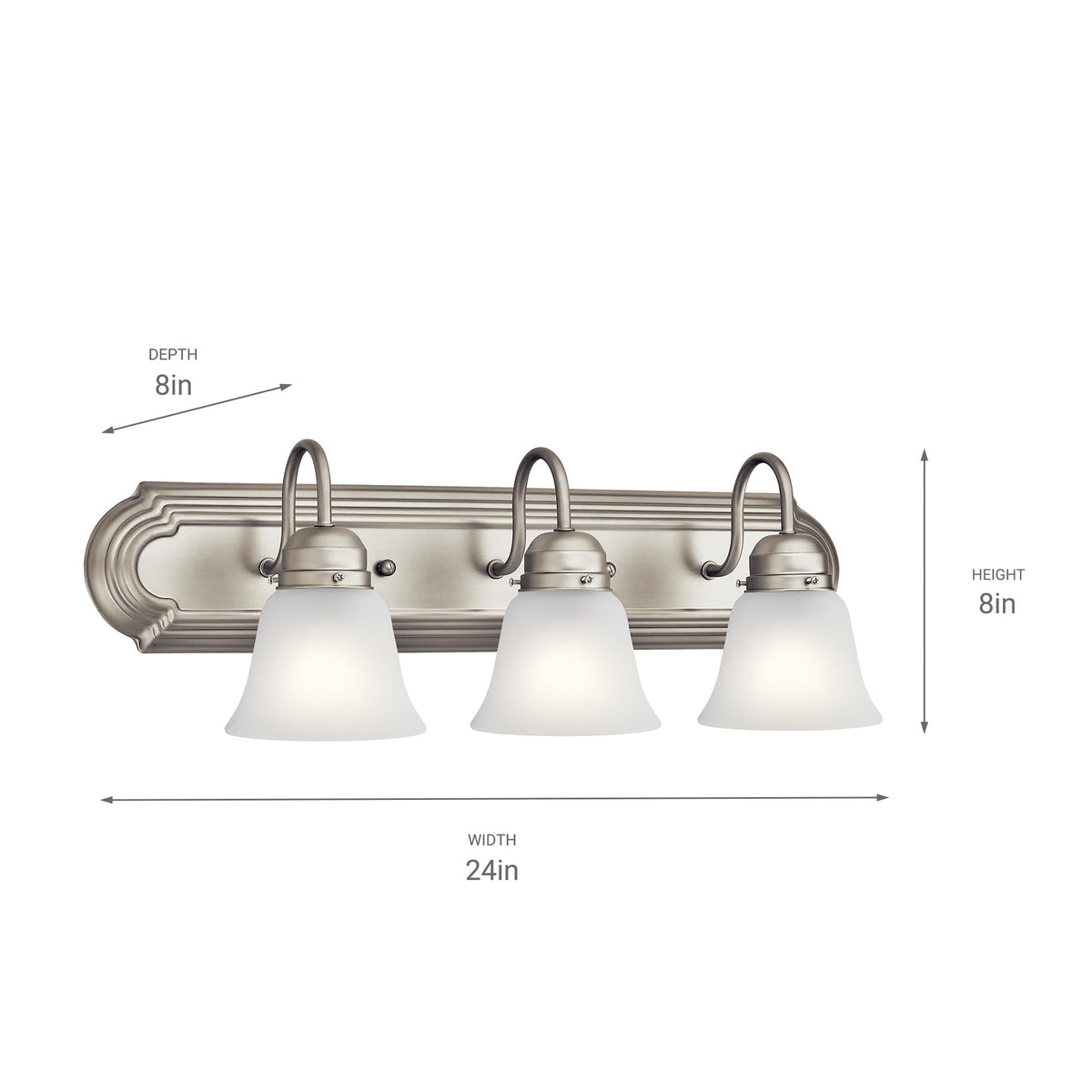 Kichler vanity light over a mirror enhances task lighting.