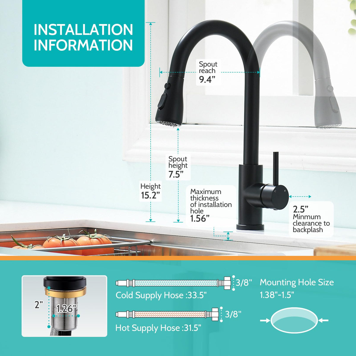 Kicimpro 360-degree rotation spout enables full sink coverage