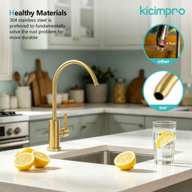 Kicimpro Gold RO faucet compatibility with RO systems installs easily.