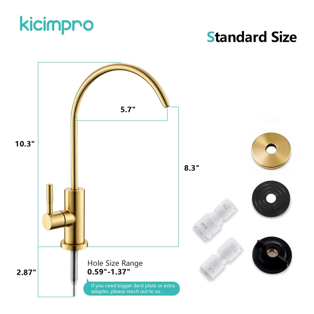 Kicimpro Gold RO faucet ceramic cartridge prevents leaks and drips.