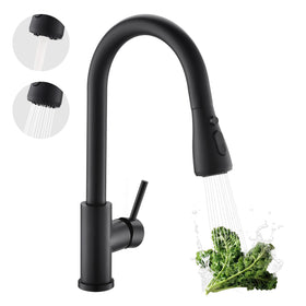 Kicimpro matte black faucet with pull-down sprayer for easy daily cleaning