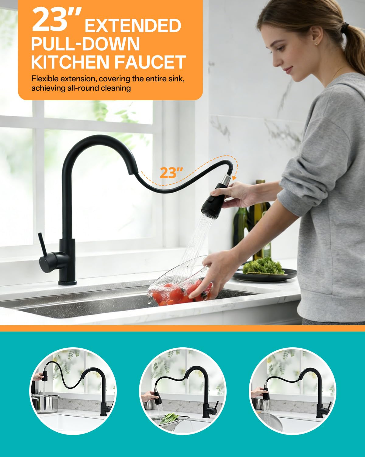 Kicimpro smudge-resistant matte black finish stays clean with minimal effort